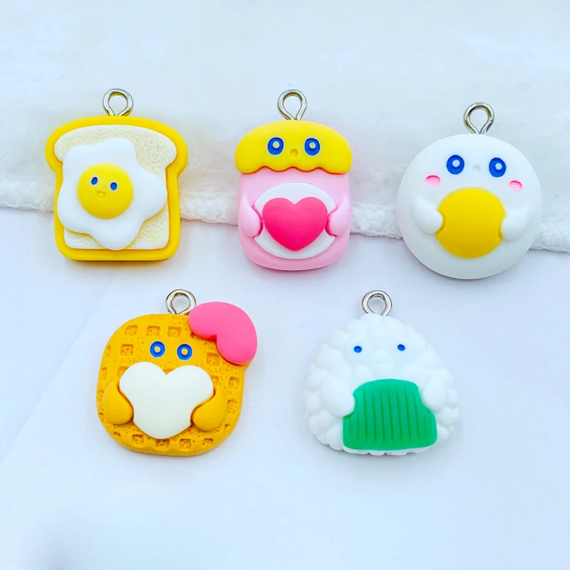 

10Pcs New Mini Kawaii Lovely Cartoon Bread, Cake Food Toys Resin Charms For Earring Necklace Pendant Jewelry Findings Making E09