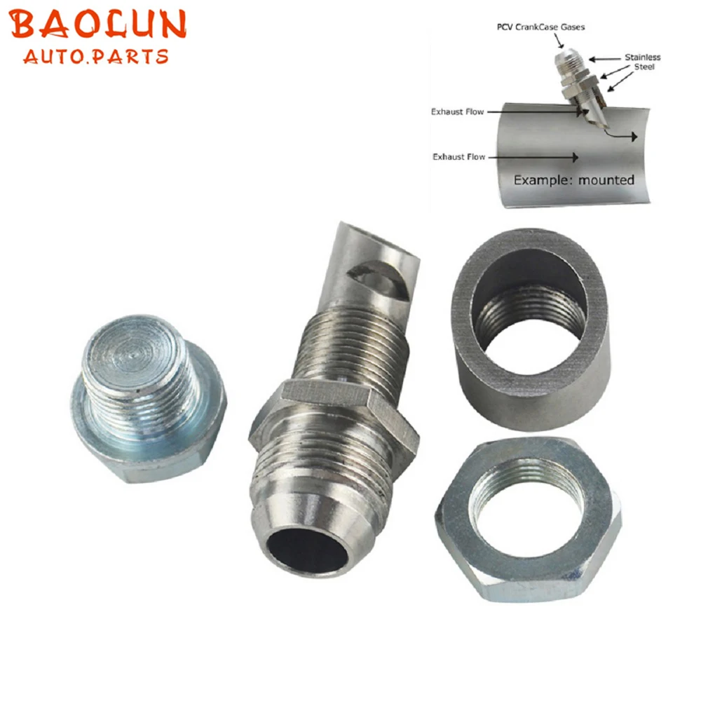 

BAOLUN Universal Stainless Steel Scavenger Kit Catch Can Vent includes T304 Exhaust Vacuum SS E-VAC fitting