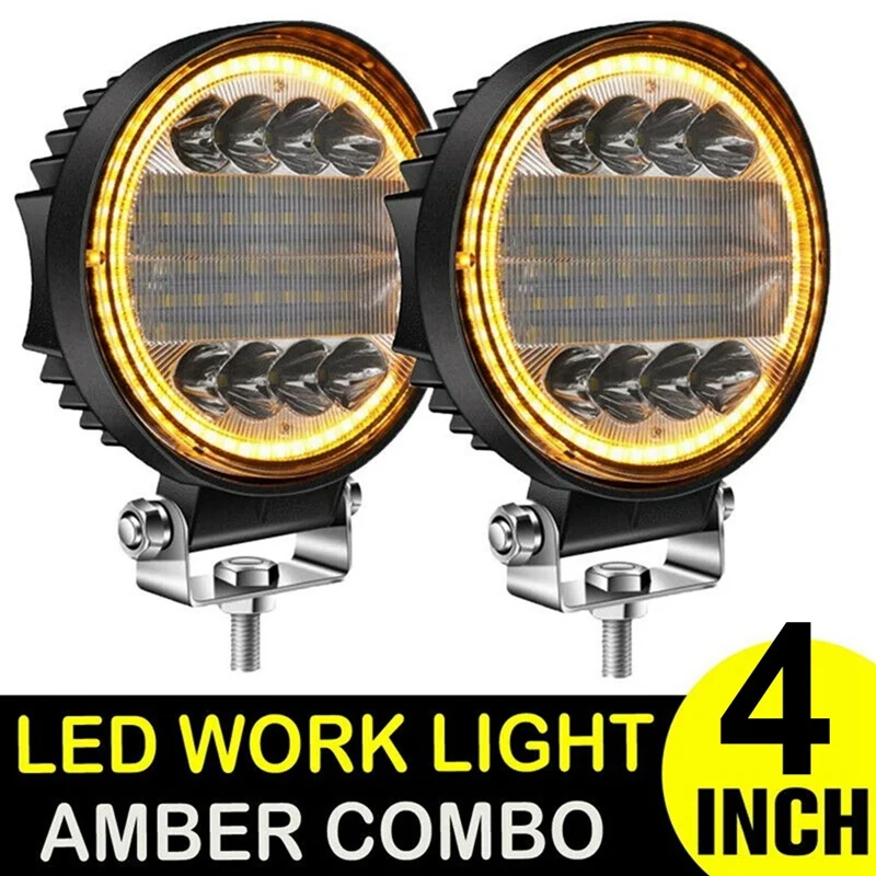 2X 5 Inch 200W LED Work Light Combo Spot Flood Off Road Driving Amber Fog Lamp | Bar/Work
