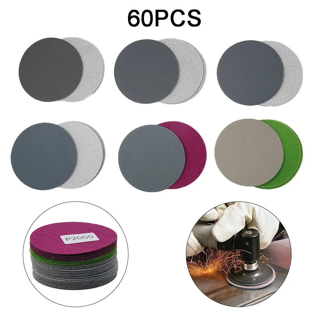 

60pcs 3inch 75mm Sanding Discs Pad 800-3000 Grit Abrasive Polishing Pad Kit For Dremel Rotary Tool Sandpapers Accessories