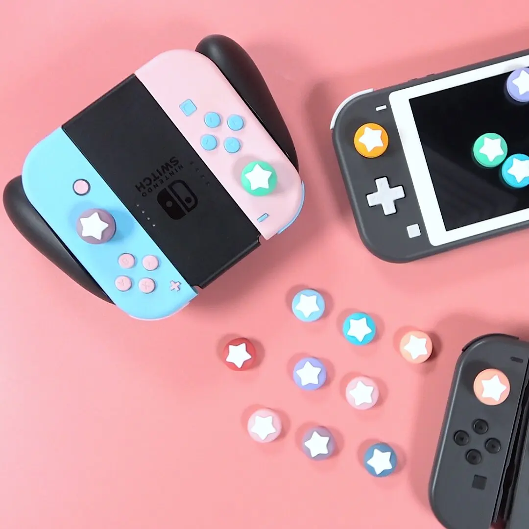 Милые колпачки для джойстика PlayVital аналоговый чехол Nintendo Switch больших пальцев Lite и