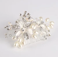 pearl hair comb wedding dress rhinestone flower accessories bridal jewelry