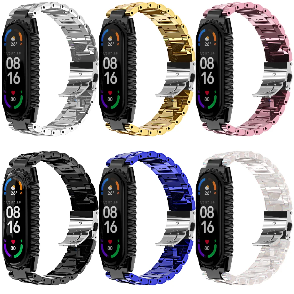 Metal Glacier Strap For Xiaomi Mi Band 7 6 5 4 3 Men/Women Replacement Wristband for Mi Band 7 6 5 Strap Mi Band 5 4 3 Bracelet