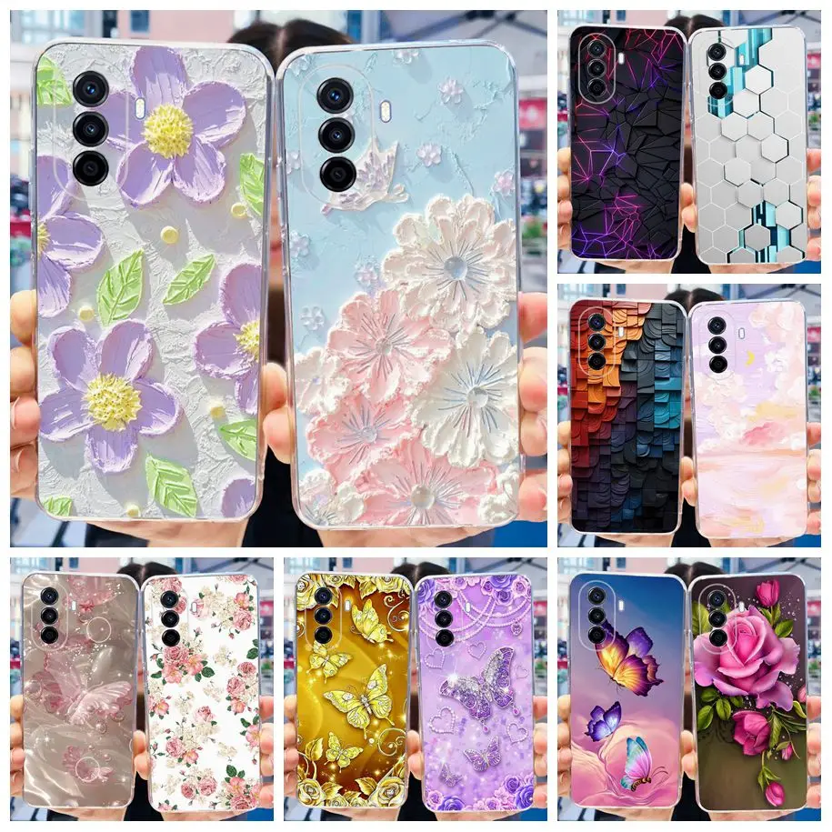 Фото Чехол для Huawei Nova Y70 чехол для Nova Y70 Plus ударопрочный прозрачный силиконовый мягкий бампер с милыми цветами для Huawei Nova Y71 Y 70 чехлы №1