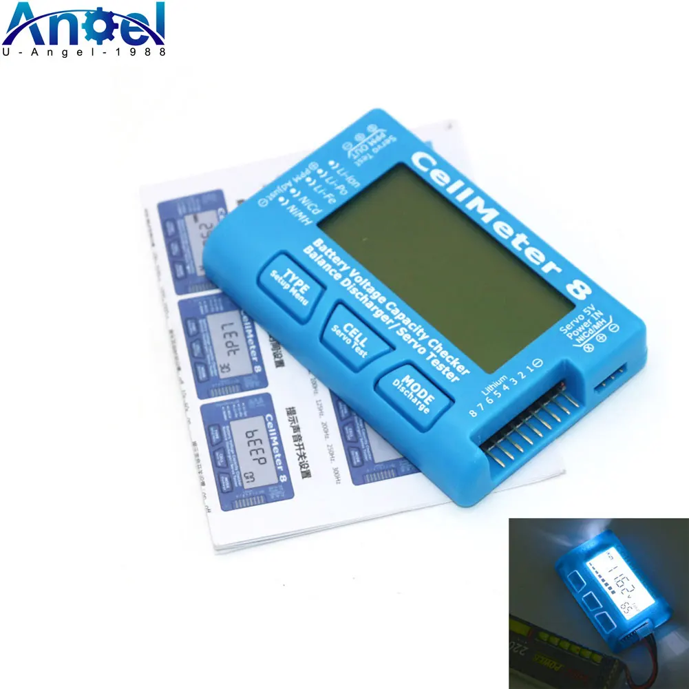 

1/2/5pcs CellMeter 8 1-8S Capacity battery Test Meter with Battery Voltage Balance Servo Checker Monitor Testers