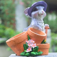 convenient animal shape eye catching rabbit bunny design flower container gardening tools flower container garden ornament