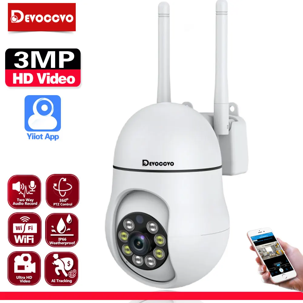 

3MP Mini PTZ Indoor&Outdoor Video Surveillance Camera Color Night Vision AI Human Detection CCTV Children Wifi Security Camera