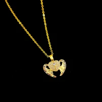 micro zircon inlaid women girls pendant chain 18k yellow gold filled luxury wing heart charm romantic girlfriend gift