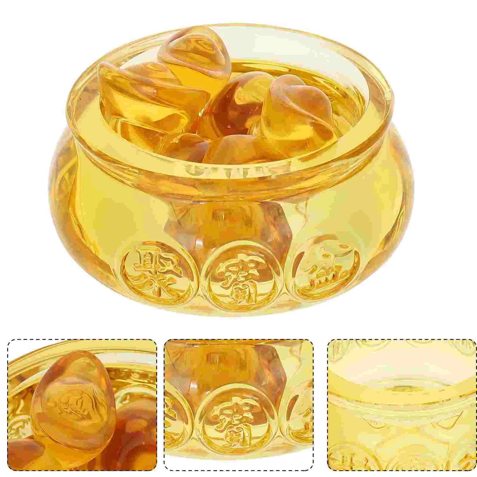 

1 Set Basin Chinese Yuan Bao Ingot Furnishing Articles Porsperity Figurine Decor for Attracting Business Fortune
