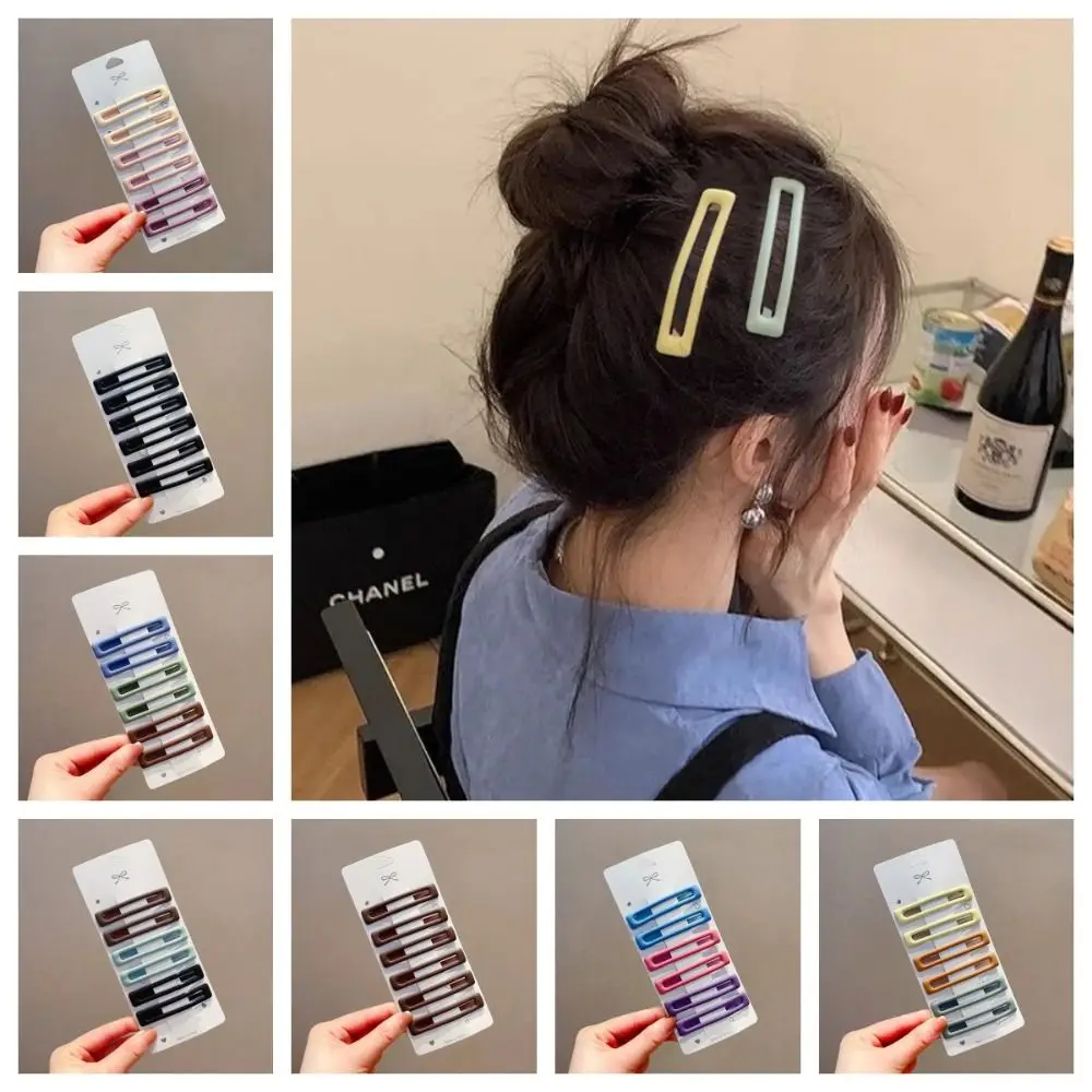 

6pcs/set Frosting Rectangle Hairpins Hair Accessories Korean Style Solid Color Hair Clip Geometry Women