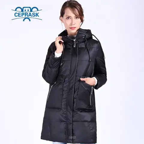 CEPRASK 2022 новая куртка женская зимняя высокого качества Женская Плюс Размер 6XL длинный био пух парка женская зимнее пальто с капюшоном теплый пуховик женский пиджаки