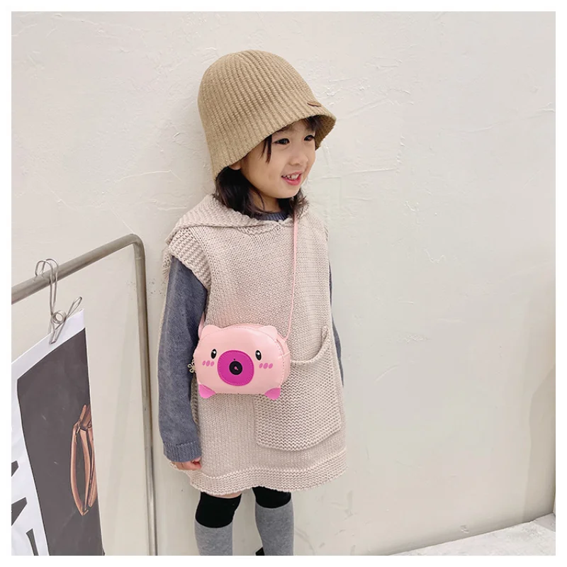New Cartoon Animal PU Leather Children Small Crossbody Bag Cute Kids One Shoulder Bag Fashion Boy Girl Messenger Bag Sweet Purse