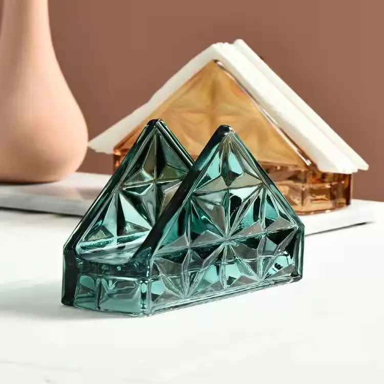 

Nordic Vintage Glass Tissue HolderNapkin Holder Hotel Cafe Storage Rack Tower Holder Servilletero Home Desktop Decoration