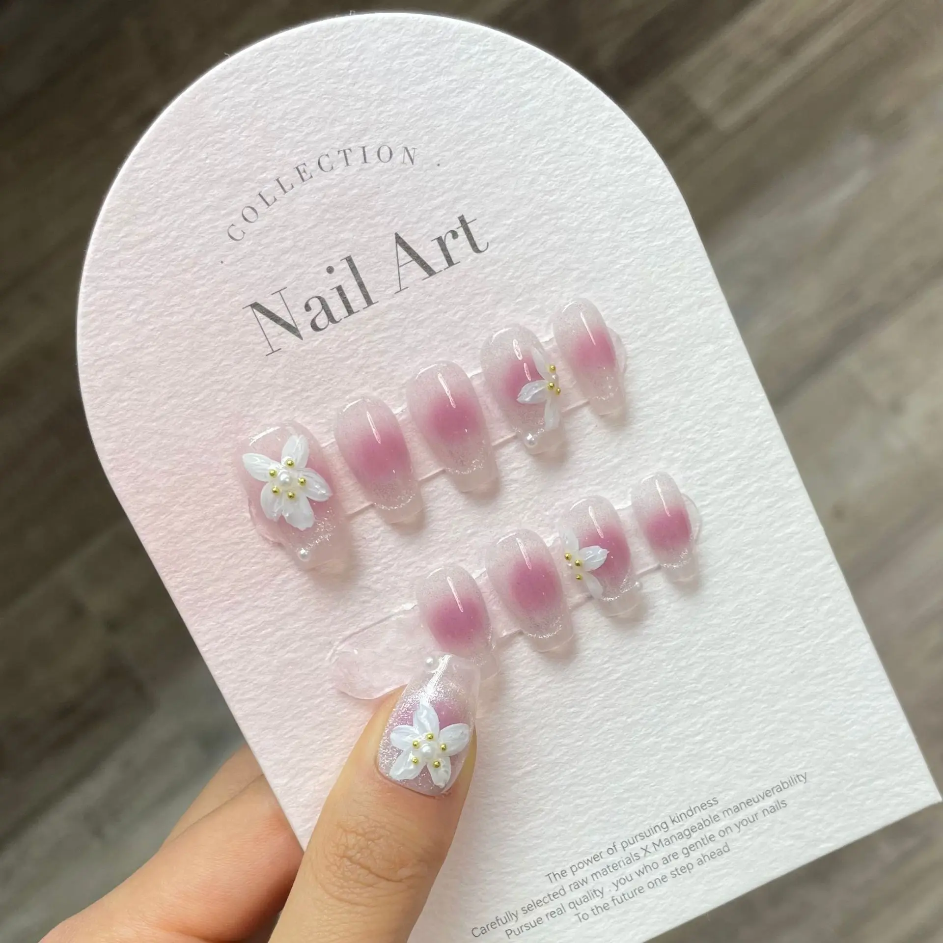 10 Шт. Роскошные Короткие Трапециевидные Ногти Ручной Работы С 4-компонентным