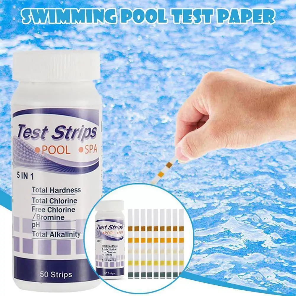

Тест-полоски 5 в 1 для аквариума/бассейна/СПА качества воды 50 шт. хлор/PH/бромин измерительная бумага K4H8