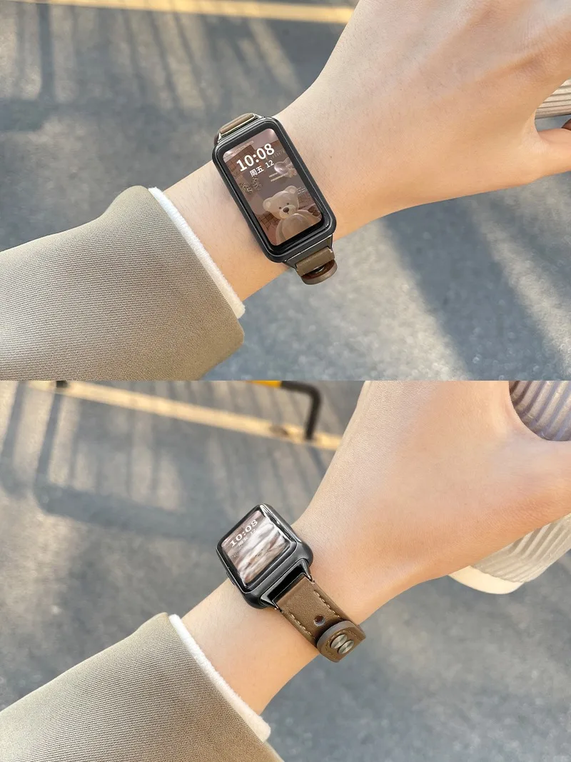 Leather Strap For Huawei band 8/7NFC Correa Bracelet Replacement watchband For Huawei band 6 Pro Sport Strap Women Men Belt