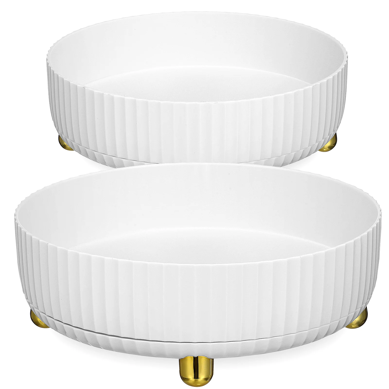 

2Pcs Storage Boxes Makeup Skin Care Turntable Storage Tray Countertop Organizer