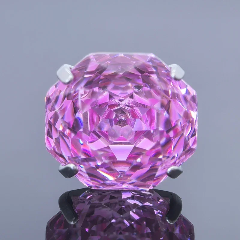 Серьги из нержавеющей стали с кубическим цирконием розовая огранка цвет Shangri-la 8 0