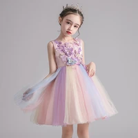 girl princess dress cotton fashion children rainbow mesh dress 6 8 10 12 years kids party dresses for girl flowers girl clothes