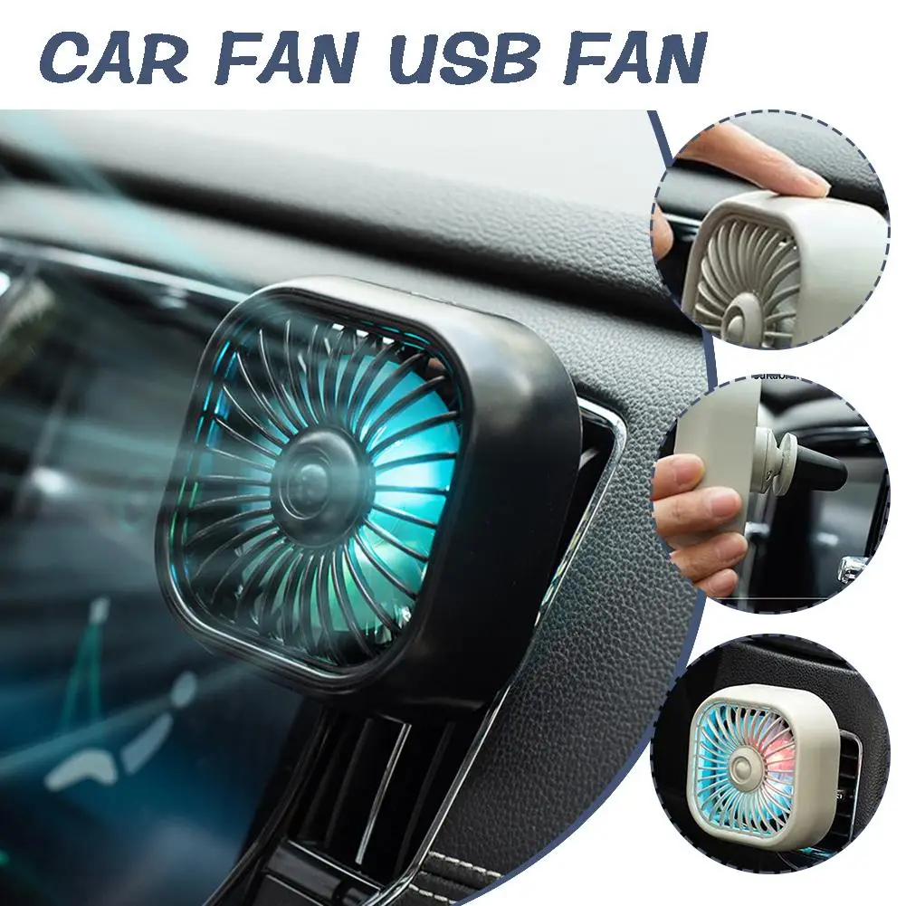 

Mini Car Fan USB Fan With LED Light Powerful Cooling Air Fan For Vehicles Car Powerful Quiet Ventilation Electric Car Fan D6N2