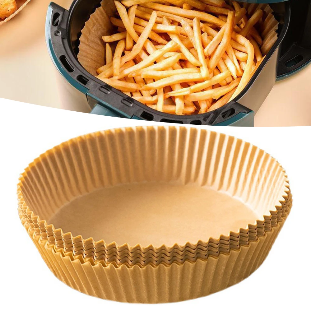 

50PCS Round Baking Paper for Hot Air Fryer Non-Stick Oilproof Disposable Paper Non Porous Baking Trays _WK