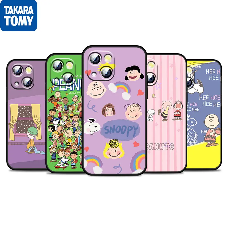 

Anime Snoopy Good friend For Apple iPhone 13 12 11 Pro Max Mini XS Max X XR 6 7 8 Plus 5S SE2020 Soft TPU Black Phone Case Funda