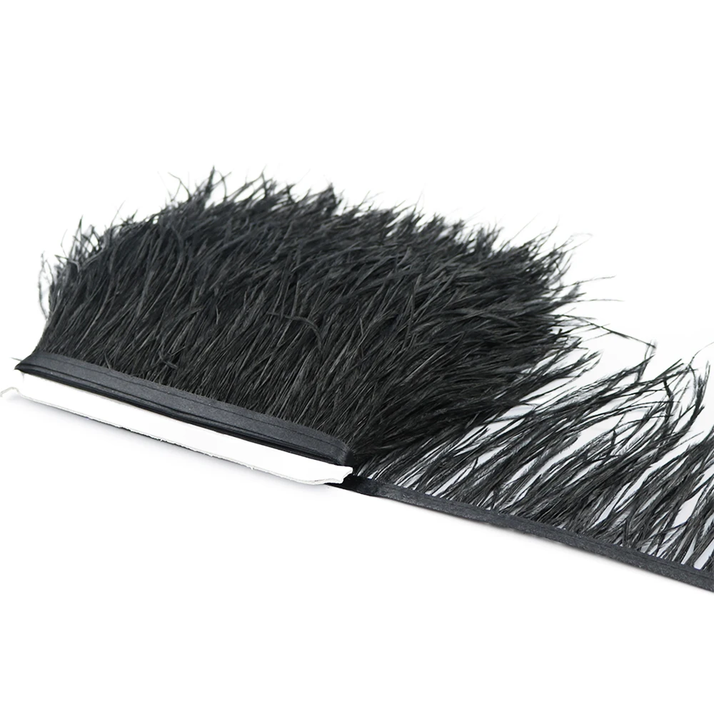 

Wholesale Natural Fulffy Ostrich Trim Fringe for Sewing 8-10cm White Black Ostrich Feather Ribbon Dress Clothing Decoration