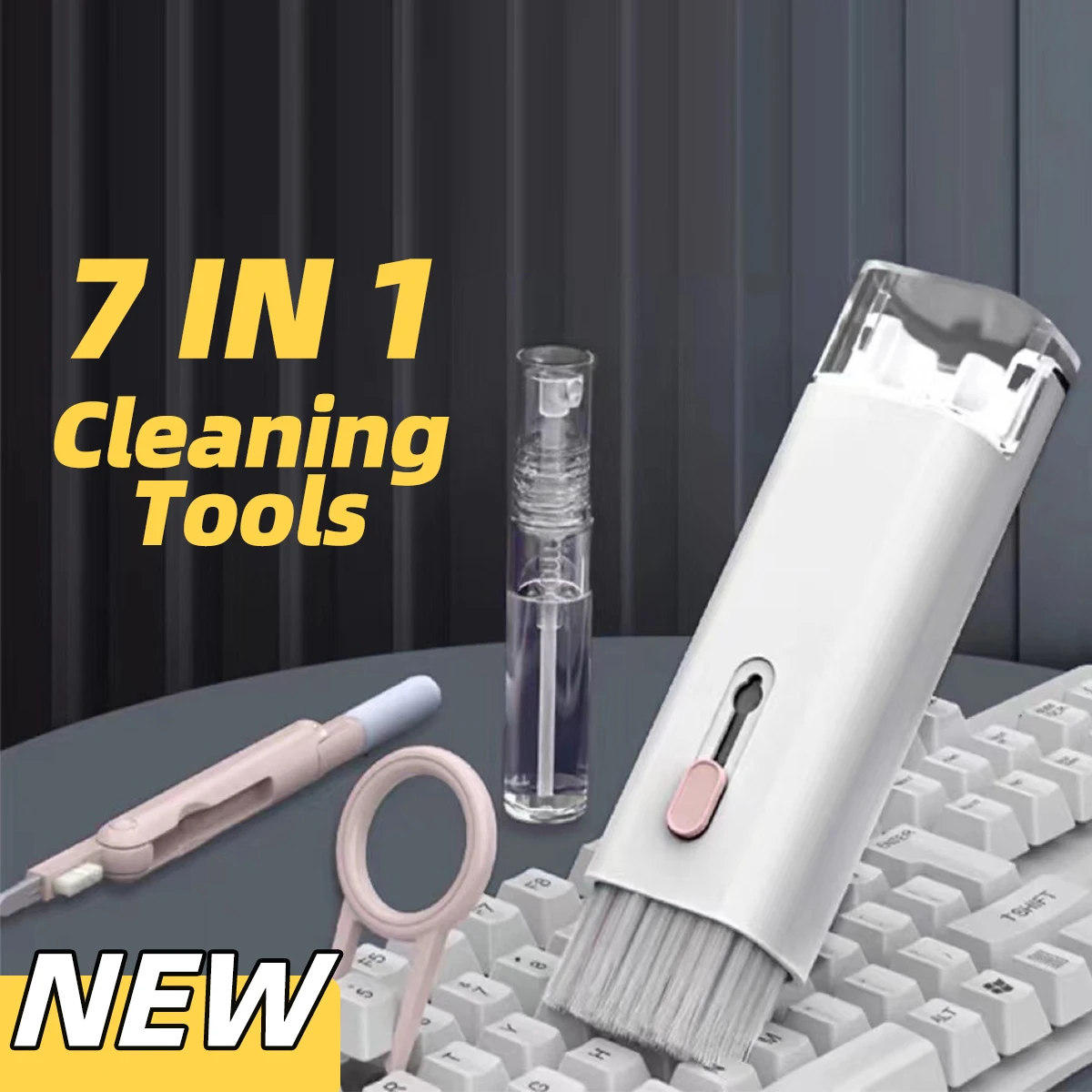 

7-in-1 Computer Keyboard Cleaner Brush Kit Earphone Cleaning Pen Headset Cleaning Tool Cleaner Keycap Puller Kit For AirPods pro