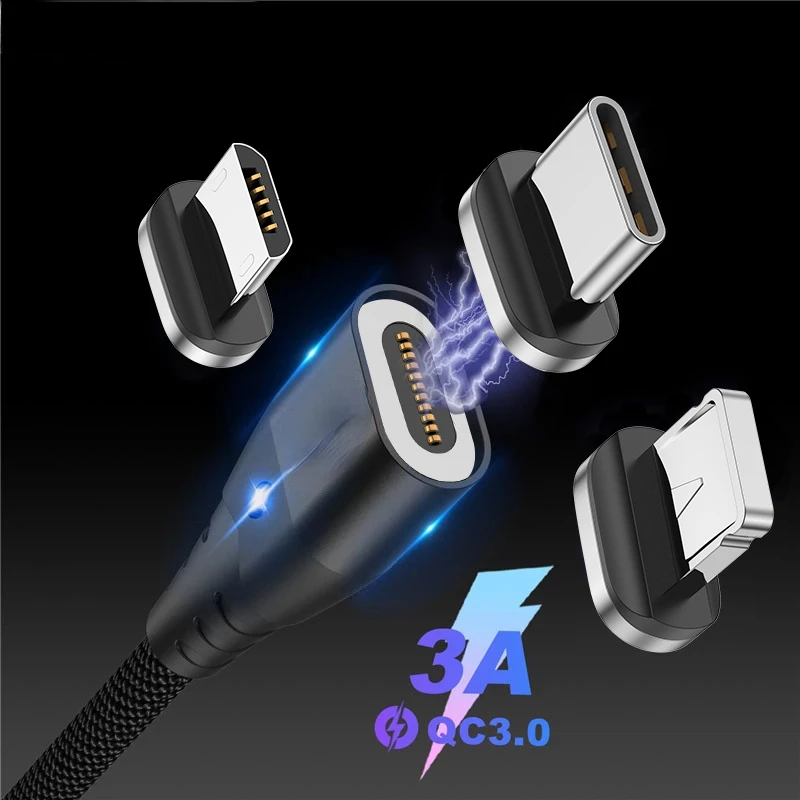 

Трендовый зарядный кабель для iPhone 3 А Micro USB Type-C, кабель для передачи данных, провод, магнитное быстрое зарядное устройство, 2023