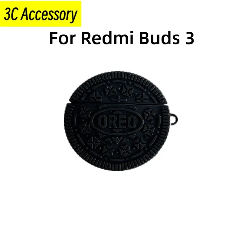 

Case For Redmi Buds 3 3D Earphone Case Chocolate biscuit Silicone Shockproof Protective Cover For Redmi Buds 3 With Keychain