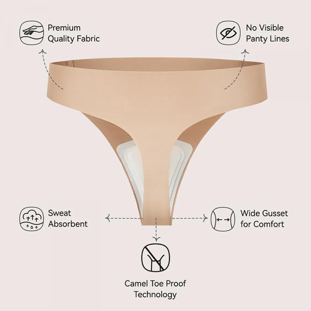 Фото 4 шт. бесшовных трусиков-стрингов для маскировки эффекта camel toe, невидимые под леггинсами для йоги №2