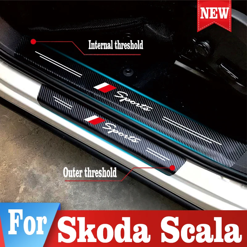 

Car Door Trunk Sill Plate Retrofit Stickers For Skoda Scala Auto Trunk Threshold Protector Decals Car Styling Tuning Accessories