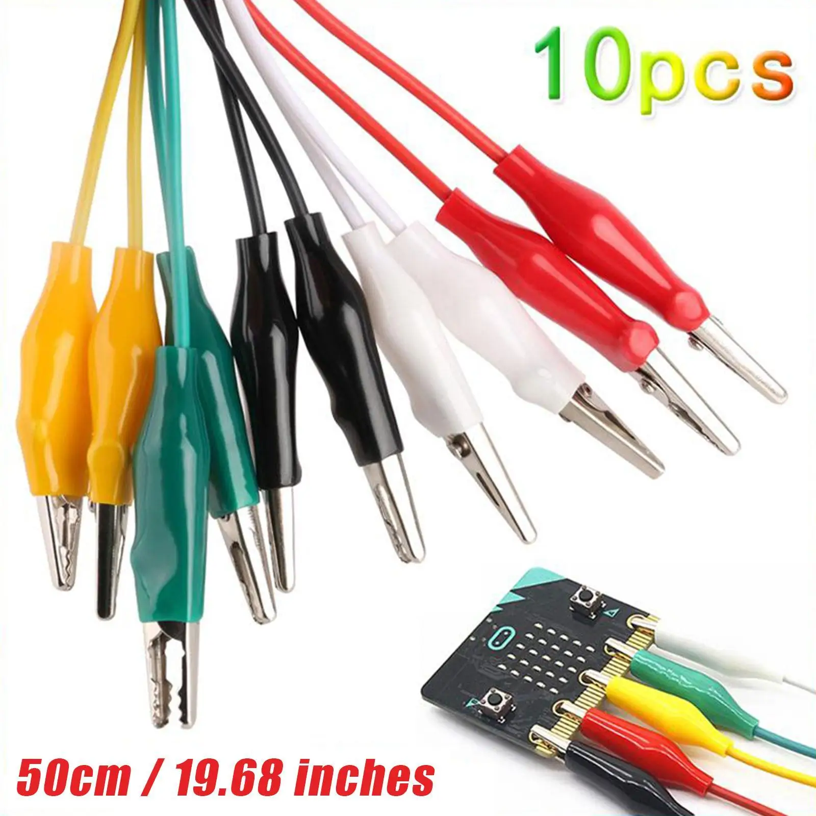 

10 шт. 50 см цветные зажимы типа «крокодил», двухсторонние зажимы, стандартные зажимы типа «крокодил», измерительные выводы, зажимы типа «крок...