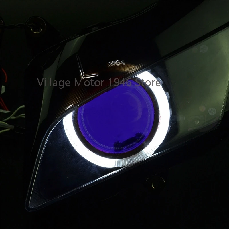 Передняя фара для мотоцикла лампа головного света с HID белым ангельским глазом