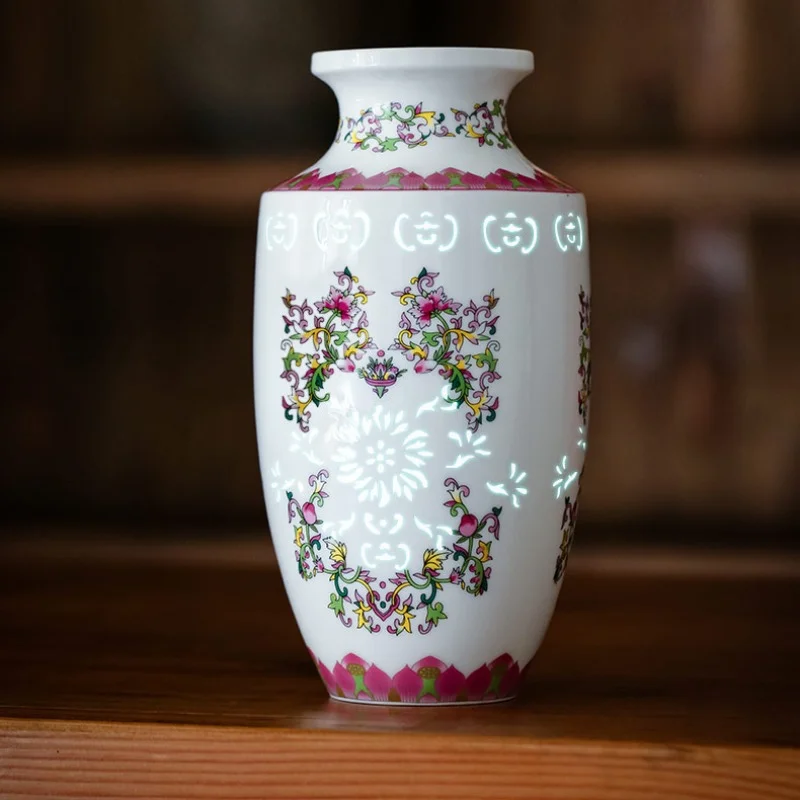 

Vase Ceramic Overglazed Color Plant Suitable for Living Room TV Cabinet Study Dining Table Ornament Decoration New Chinese Style