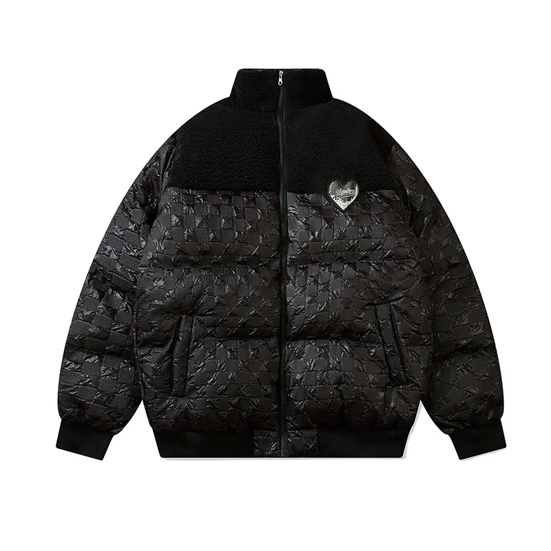 Retro street thickened cotton clothes Guochao brand men's lazy style ins couple wear loose plus velvet cotton jacket 2022 New