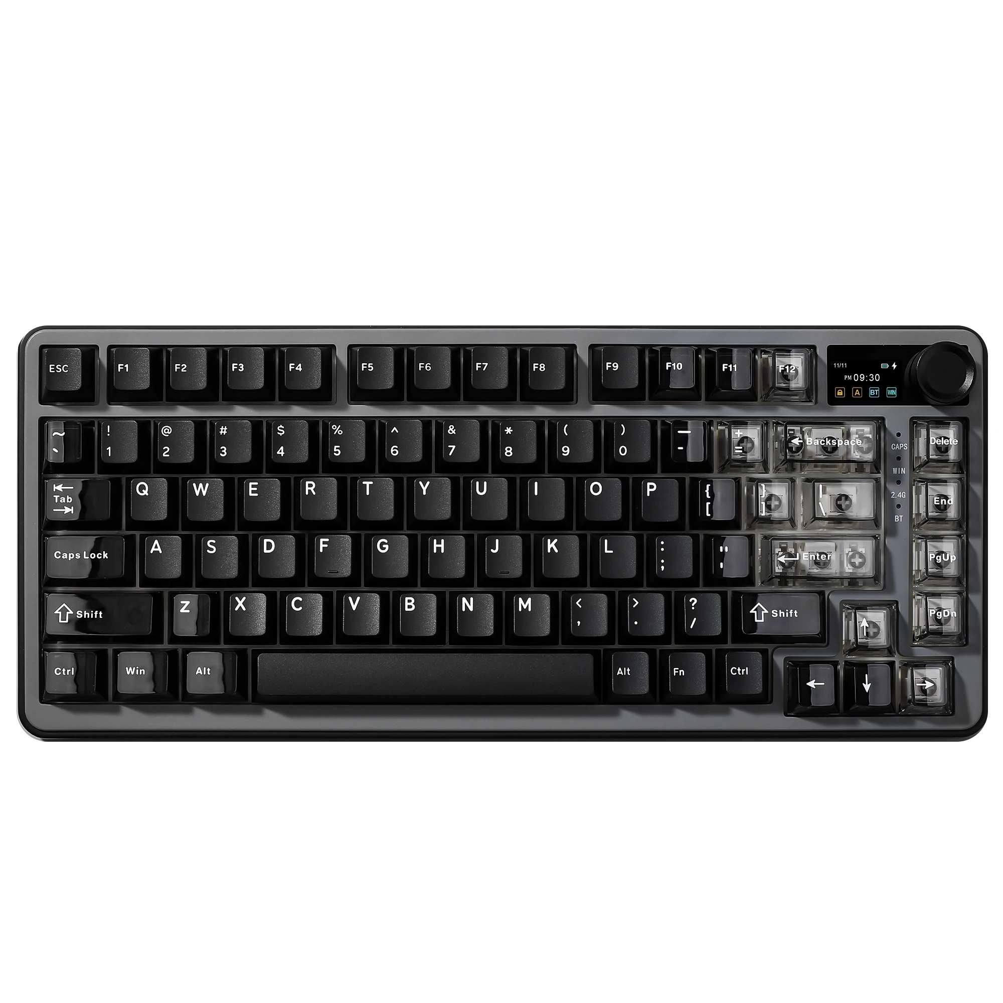 Фото Беспроводная механическая клавиатура YUNZII B75 PRO MAX, игровая клавиатура QMK/VIA Custom 75% с экраном и ручкой, кремовые звуки для Win/Mac №1