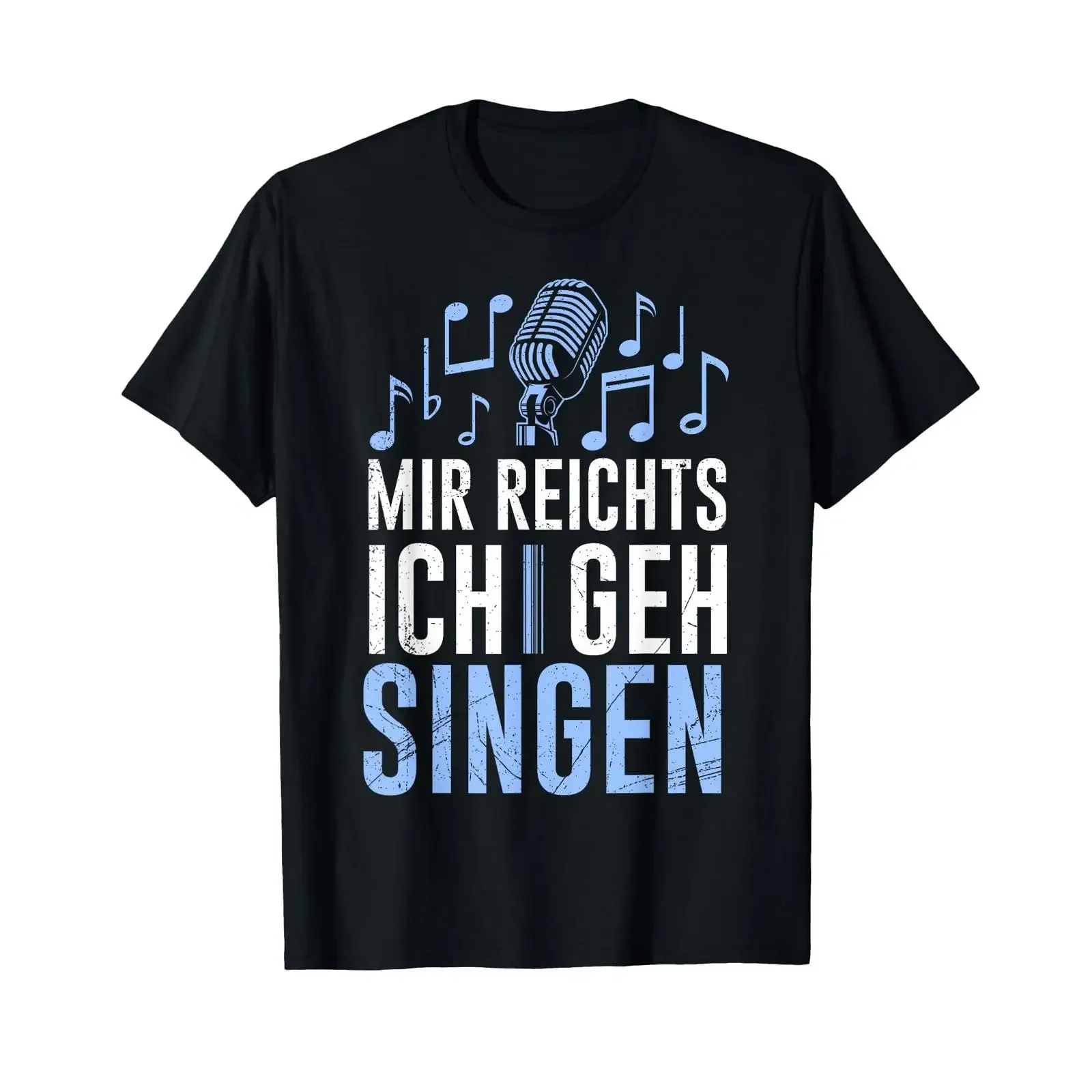 Фото Футболка с принтом «Choir Musician Mir reichts ich geh singen», черная, винтажная, с эффектом потертости, модная, в стиле стритвир, дизайнерская одежда, слегка унисекс №1