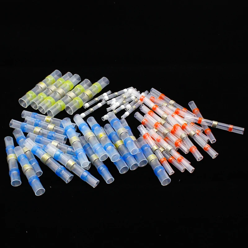 

50pc/SET Waterproof Solder Seal Heat Shrink Butt Wire Connectors Terminals Electrical Copper with a Soldering Sleeve