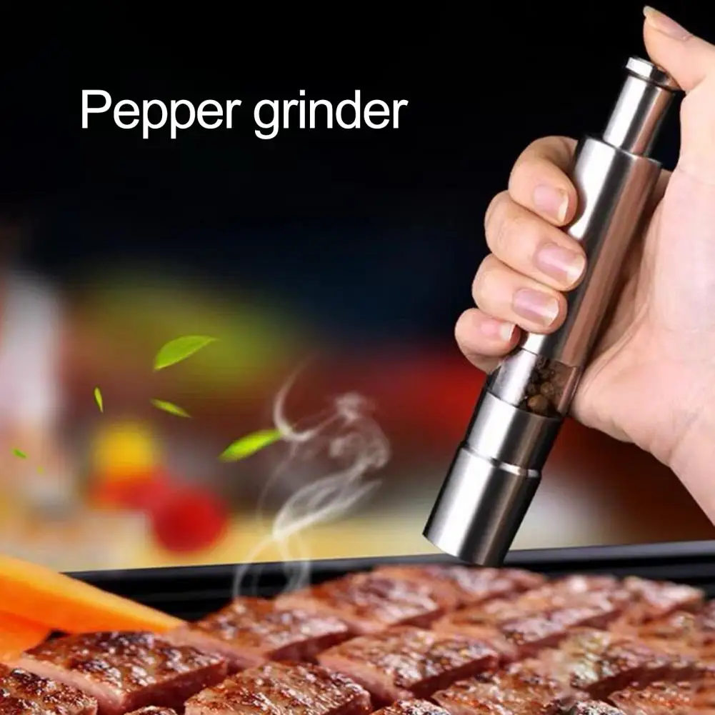 

Pepper Mill Grinder Picnic Stainless Steel Manual Salt Pepper Grinder BBQ Seasoning Refillable Pepper Shaker Kitchen Tools