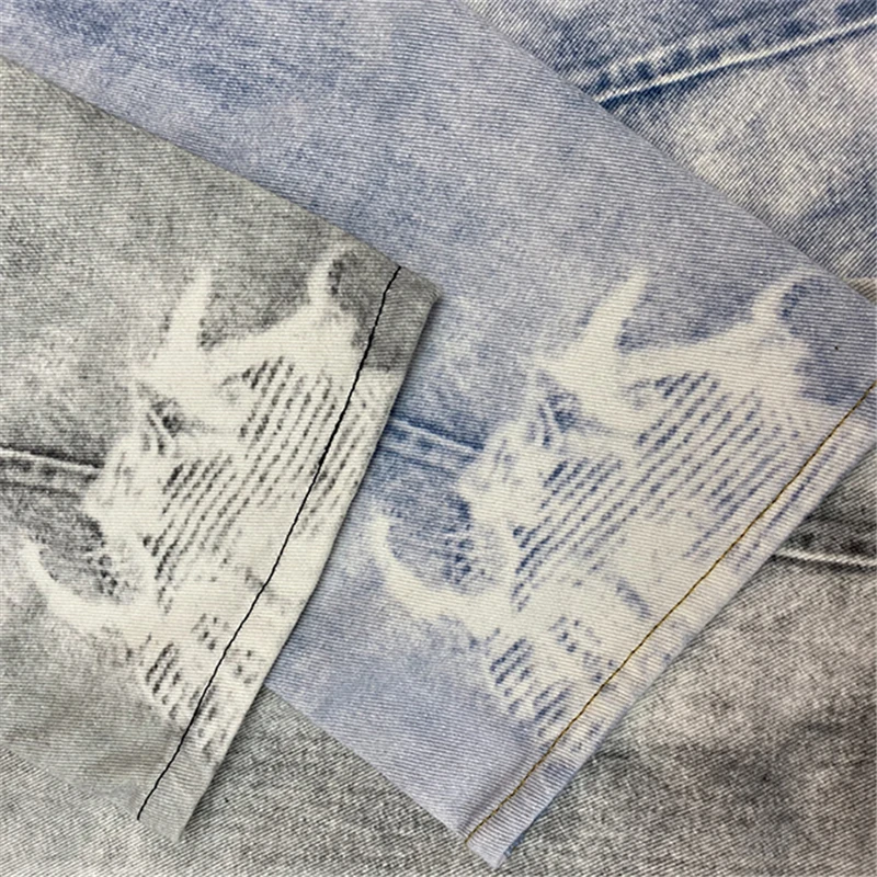 Streetwear Tie Dye Washed Distressed Jeans Men Women High Quality Patchwork Casual Heavy Fabric Trousers Jean Pants
