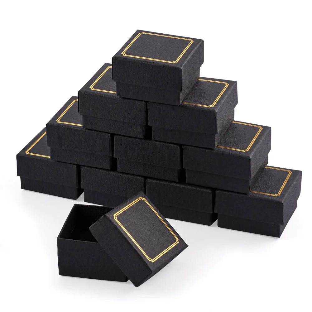 Rectangle Black Pink Jewelry Holder Storage Box With Sponge Inside For Earrings Necklace Rings