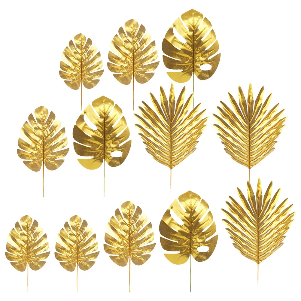 

Leaf Decor Palm Leaves Artificial Simulation Decoration Decorations Party Golden Tropical Adornment Wedding Turtle Fake