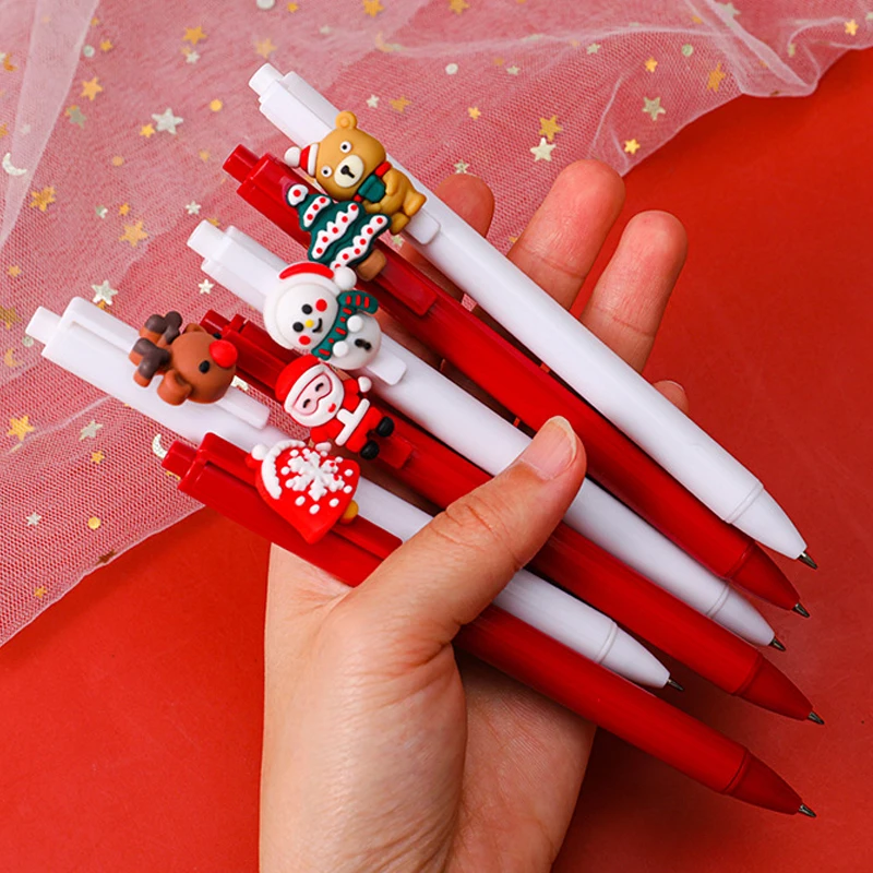 

6Pcs Kawaii Gel Pen Set 0.5mm Point Black Ink Refill Gelpen Markers for Writing Tools Cute Funny Stationery Office Supplies