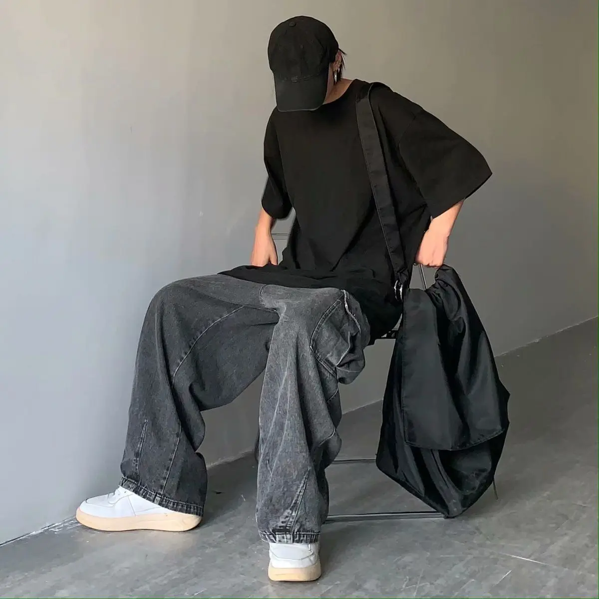 Emo Men Vintage Streetwear Korean Trousers Denim Baggy Jeans Fairy Grunge Alt Cargo Pants Wide Leg Retro Hip Hop Cowboy Clothes