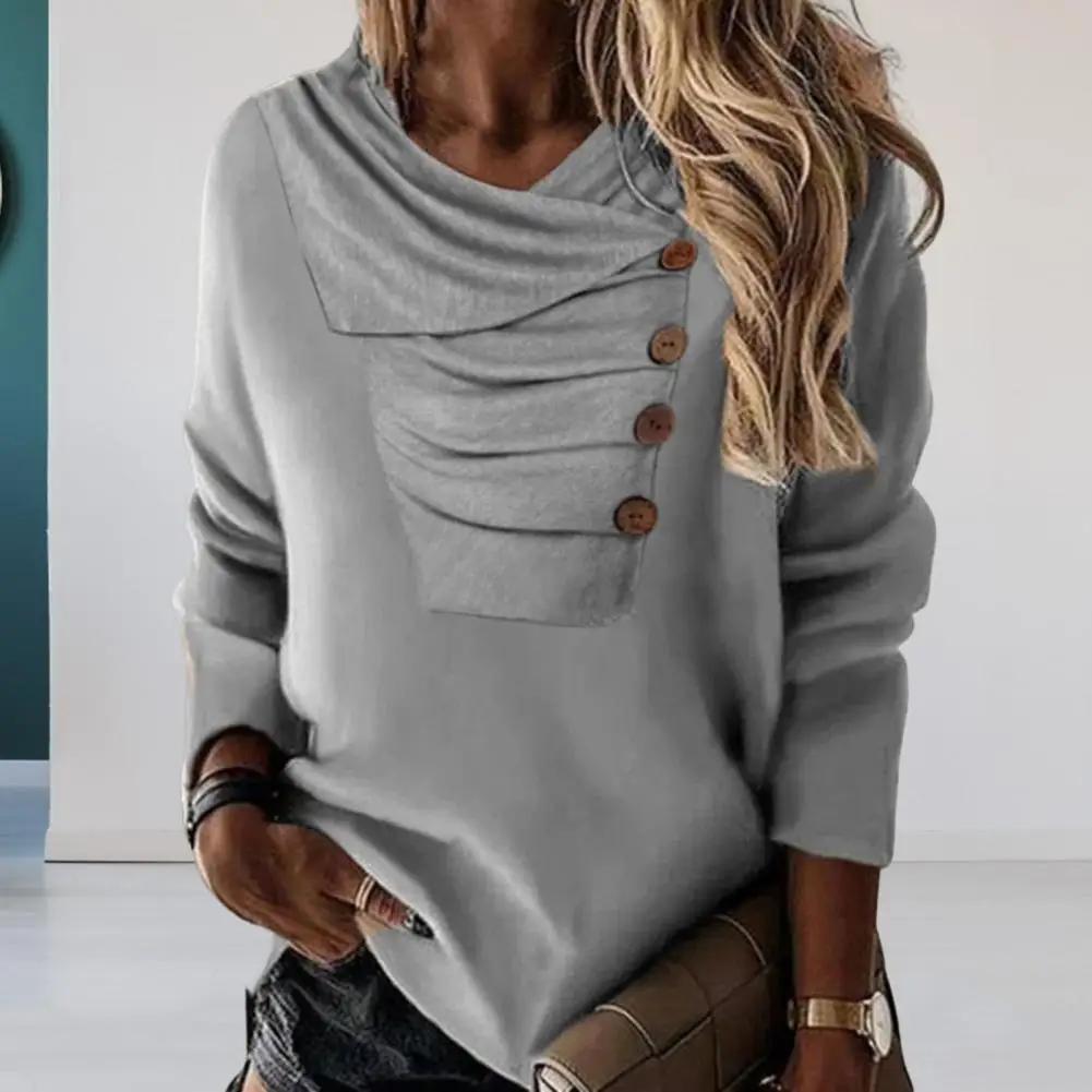 

Women Sweatshirt Pile Collar Sweatshirt Jumper Long Sleeve Casual Simple Sweatshirt Top