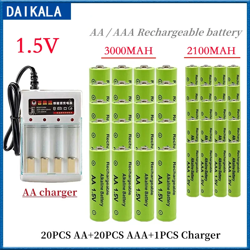 

Новинка 1,5 в AA + AAA NI MH перезаряжаемая батарея AA3000mah + AAA2100mah для фонарика, фотомагнитолы, mp3-плеер