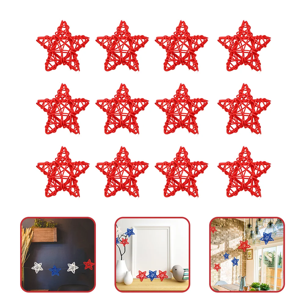 

12 Pcs Rattan Stars Mini Star Shaped Wicker Rattan Balls Star Hanging Ornaments