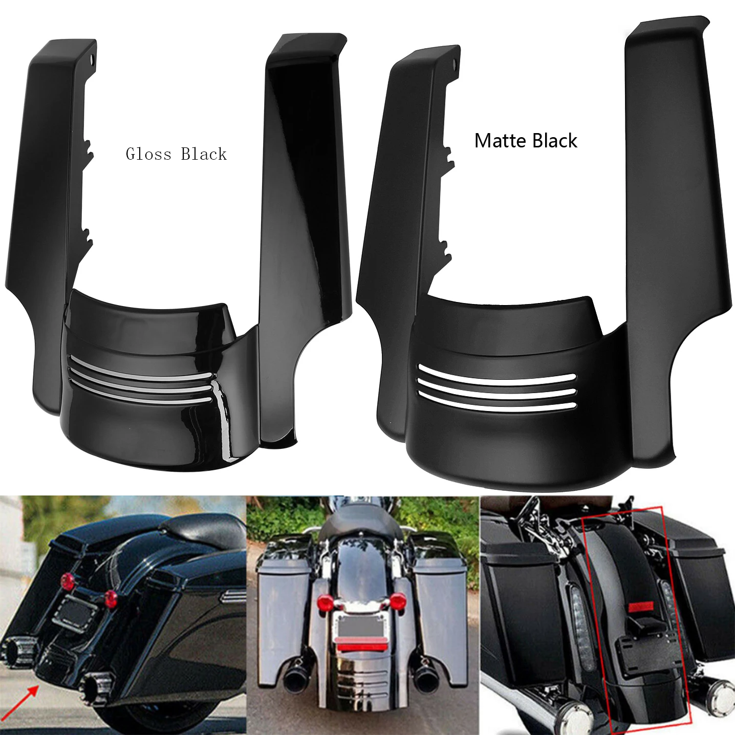 Черное растягивающееся удлинение для заднего крыла мотоцикла 5 дюймов Harley Touring