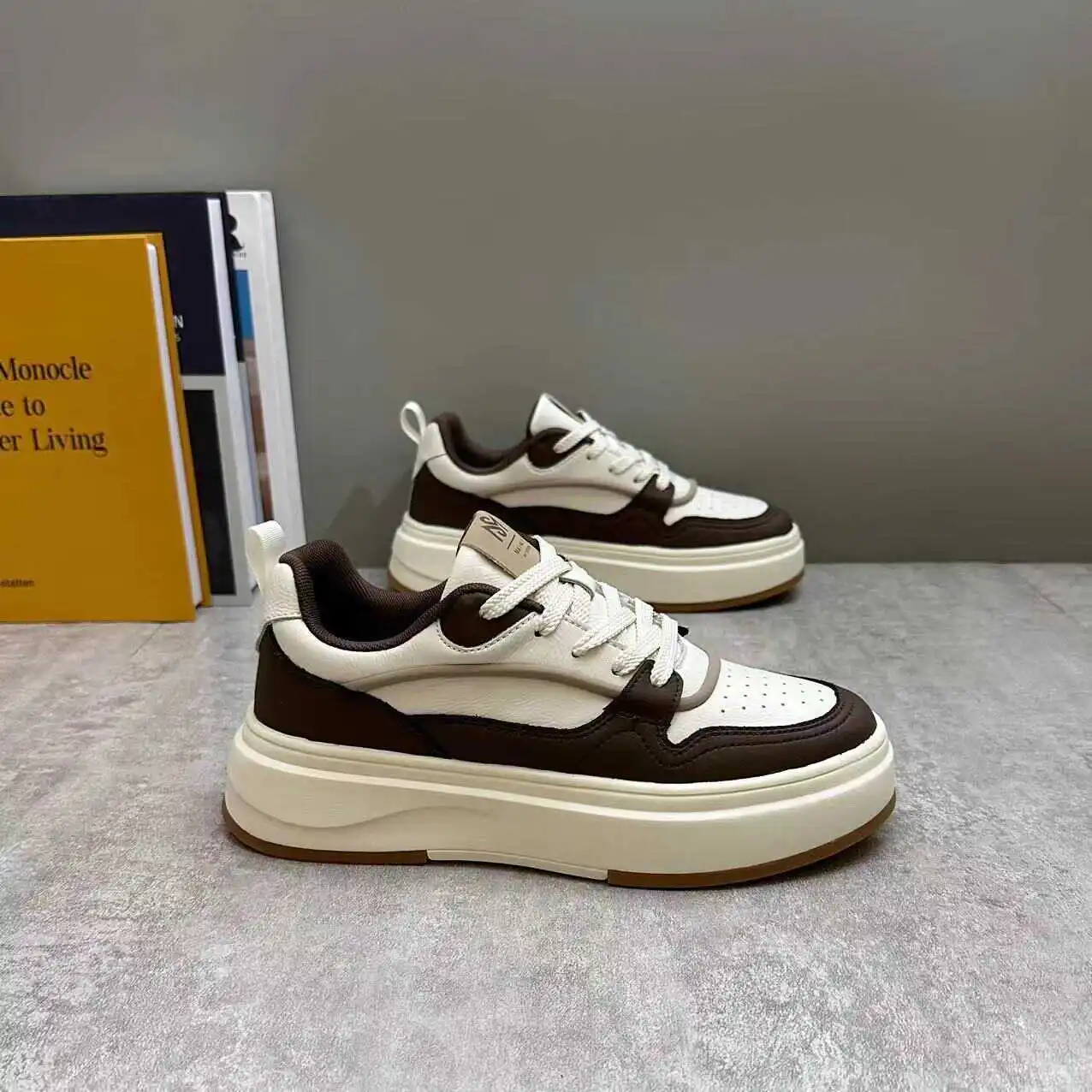 White Shoes Men's 2024 Autumn New Sports Casual Platform Height Increasing Board Fashion Brand All-Match Genuine ... |